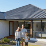 A modern Brisbane home with a new Colorbond roof gleaming under clear skies, symbolizing lasting protection and peace of mind.